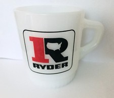 Vintage Ryder Trucking Anchor Hocking Mug Advertising Milk Glass USA Original picture