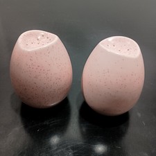 Vth Ceramic Pink Speckled Egg Shaped Salt & Pepper Shakers w/ Plugs MCM Monterey picture
