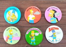 Lot of 6 **VINTAGE** 1989 THE SIMPSONS Buttons 1.75