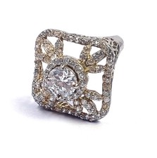 Imperial White Topaz Round 16.55 Ct US 6.5 Size Ring 925 Sterling Silver 6SHD picture