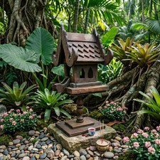 Mini Wooden Spirit House – Authentic Thai Guardian Shrine for Home Decor picture