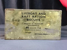 Vintage QUEEN MARY LIFEBOAT & RAFT RATION BISCUITS Sealed Tin picture