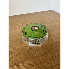 Vintage Green Hair Receiver Vanity Jar with Painted Lid | Early Celluloid Style picture