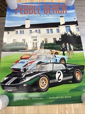 2016 Pebble Beach Concours Poster FORD GT40 1966 LE MANS Eberts - WOW 😳 picture