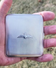 CHOICE 1939 RAF insignia Sterling Silver Smokes Case James Dixon, Chester 4.6ozt picture