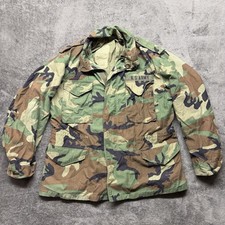 Vintage US Army Field Jacket Mens Large Regular M-65 Woodland Camo Full Zip Coat picture