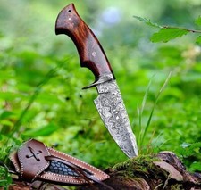 10” Damascus Steel Hunting Skinner Knife – Custom Fixed Blade – Gift for Men picture