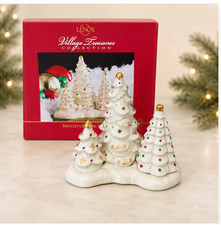 Lenox Village Treasures Mistletoe Park Trees Figurine 2009 Gold Box 775786 picture