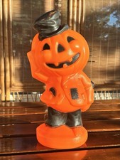 VTG 1969 Empire Halloween Pumpkin Man Jack O Lantern Scarecrow Hobo Blow Mold picture