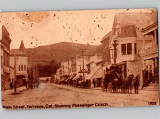 c1909 Main Street & Passenger Coach Ferndale California CA Pacific Novelty Postc picture