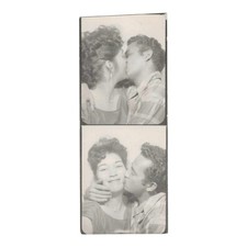 Vintage Photo Booth Strip Kissing Couple Romance Sweetheart Kiss 2 Frames picture