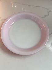 Vtg PYREX 200 Round Glass Pie Dish Plate 8 1/2 in Pink White Red 9x9x9 picture