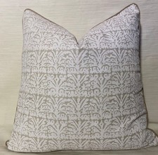 20”sq WALTER G  Anjuna Chalk 100% Oatmeal Linen Trimmed Custom PILLOW COVER picture