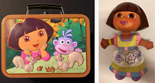 Nickelodeon Dora the Explorer Dora & Boots Tin Lunchbox w/ Dora 9” Doll Lot Set picture