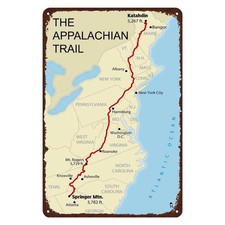 KHOPCHE The Appalachian Trail Map Vintage Metal Signs,Hiking Decor Retro Tin ... picture
