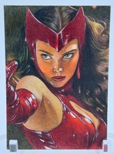 GGC Studio Marvel Scarlet Witch Artist Hand Drawn Sketch Card 1/1 ACEO ORIGINAL picture