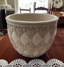 VTG Weller Pottery CLINTON IVORY Diamond Scroll Design Jardiniere Planter  picture