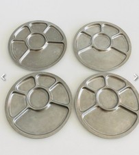 Set of 4 Vintage 1970s Alfra Alessi Fondue Plates 18/10 Stainless Steel Italy picture