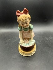 Vintage Japan Ceramic Girl Laundry Wash Tub Figurine Hand Painted 5.5