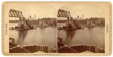 MINNESOTA STEREOVIEW - NPRR - Wrecked Railroad Bridge nr Duluth - Caswell & Davy picture