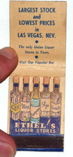 RARE Vintage FULL Feature Matchbook Ethel's Liquor Stores Las Vegas Nevada LION picture