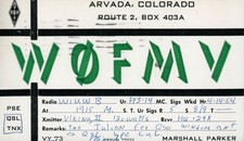 Vintage Amateur Radio QSL Postcard, 1954, W0FMV, Arvada, CO, Scott #806 picture