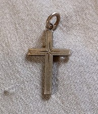 Tiny Vintage Krementz Sterling Silver Cross Pendant. picture