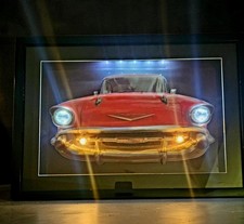 RETRO NOSTALGIC 1957 CHEVROLET BEL AIR 3-D LED LIGHTED WALL ART  picture