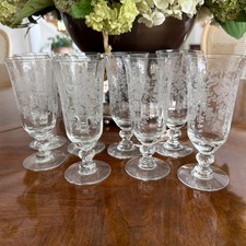 Set of 8 Heisey Orchid Etched Juice Glasses 216715 picture
