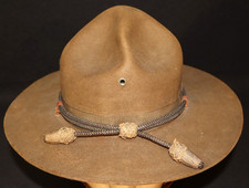 Interwar - WWII US Army M1911 Officers Campaign Hat Gold Bullion Acorns, Felt, C picture