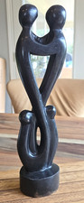 Handcrafted Abstract Sculpture Family Of 4 Sese/Ebony Black Wood 13