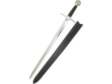 Handmade Medieval Black Handle Dark Prince Medieval Sword w/ Leather Scabbard picture