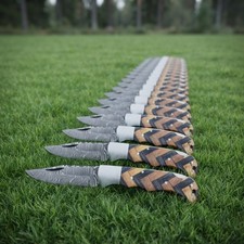 LOT SET OF 20 PCS, Hand Forged Damascus Steel Folding Pocket Knife, EDC Knife picture