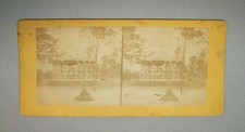 Old Antique Vtg Late 1800s View or a Bandstand Stereoview Card Nice Condition picture