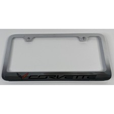 C7 Corvette License Plate Frame w/Crossed Flags Logo - Chrome picture
