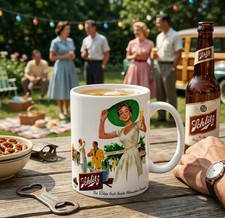 Vintage Schlitz Beer Mug 11oz Ceramic Retro 1950s Ad Both Sides Made in USA picture