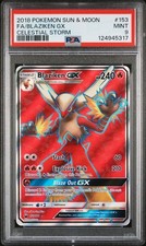 2018 POKEMON SUN & MOON CELESTIAL STORM #153 FA/BLAZIKEN GX PSA 9 picture