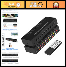 8 Port RCA to HDMI Converter, Dual AV to HDMI Converter Supports 16:9/4:3 Compos picture