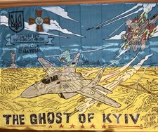 THE GHOST OF KYIV, Ukraine Army Battle Flag, Coloured, War In Ukraine Souvenir picture