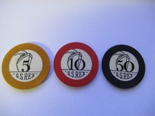RARE VINTAGE 1938 LOT OF 3 S.S. REX CREST & SEAL POKER CHIPS *  picture