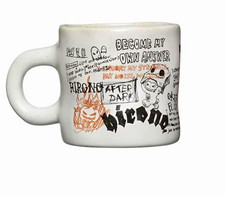 Hirono After Dark White Graffiti Painted Ceramic Mug w/ Handle, Art Theme picture