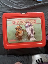 Vintage 80s Thermos Star Wars Return of the Jedi Wicket R2-D2 Plastic Lunchbox picture
