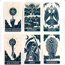 Magic Witch Tarot Cards Deck 78 Cards Minimal Dark Line Art Divination Set Guide picture