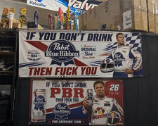 PBR Ricky Bobby Banner Set Of 2 | Pabst Blue Ribbon Man Cave Garage Bar Wall Dec picture