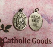 St. Saint Dorothy - Pray for Us - Italian Antique Silver-Tone OX 1 inch Medal picture