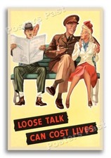 1940s “Loose Talk Can Cost Lives” WWII Historic War Poster - 16x24 picture