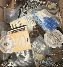 Huge 12.8 LB Vintage To Modern Religious Accessories Jewelry Rosary Scrap Lot picture