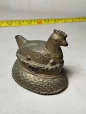 RARE ANTIQUE OBER MFG. HEN ON NEST CAST IRON STILL BANK picture