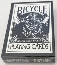 Bicycle Black Deck Tigers Playing Cards  (NEW) Poker 808 Ellusionist White Pips picture