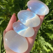 Natural Selenite Crystal Palm Stone Polished Pocket Crystal Selenite Worry Stone picture